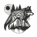 wolf and woods tattoo design idea