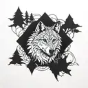 wolf and woods tattoo design idea