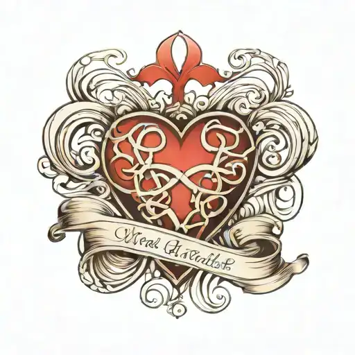 heart with child's name as each side of the heart with infinity symbol at the top  tattoo design idea