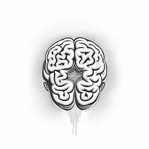 boomerangs flying around a brain in a circle in the air tattoo design idea