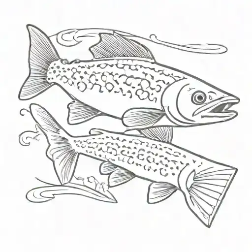 subtle tribal trout  tattoo design idea