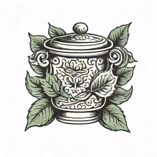 basil pot tattoo design idea