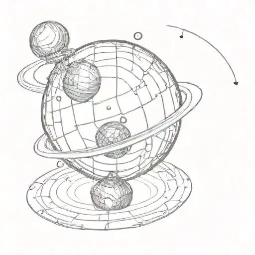 disco ball and saturn tattoo design idea