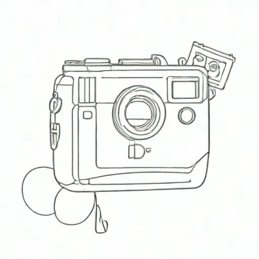 Polaroid with an outline of me and my dad, with the Def Leppard Logo in the bottom of the polaroid tattoo design idea