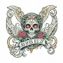 a tattoo that says Abyss Angelz tattoo design idea