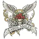a tattoo that says Abyss Angelz tattoo design idea