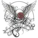 a tattoo that says Abyss Angelz tattoo design idea