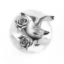 Celtic. gray seal. seagull carrying a rose. "Sláinte angus saoirse" tattoo design idea