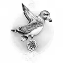 Celtic. gray seal. seagull carrying a rose. "Sláinte angus saoirse" tattoo design idea