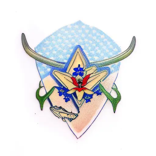bluebonnets and longhorn tattoo design idea