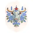 bluebonnets and longhorn tattoo design idea