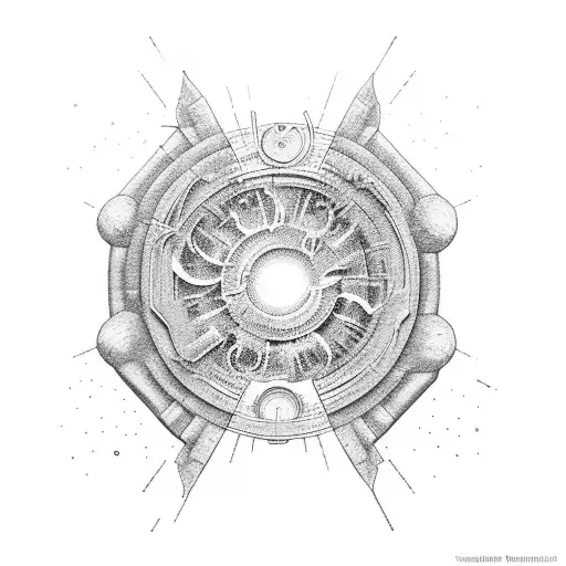 A mysterious portal leading to different time periods tattoo design idea