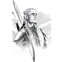 Legolas from Lord of the rings shooting at a giant tattoo design idea
