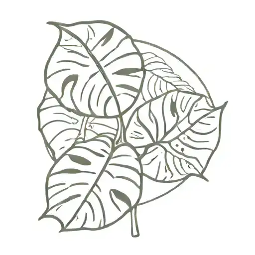 A peaceful image of a Monstera plant growing on a peaceful planet Earth tattoo design idea