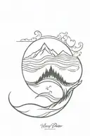 wave Harry Potter yoga nature travel tattoo design idea