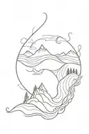 wave Harry Potter yoga nature travel tattoo design idea