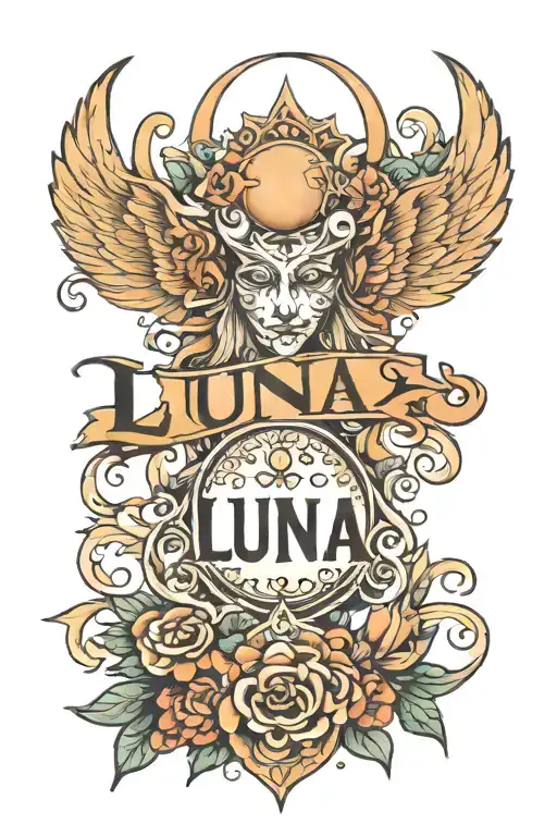 Luna name tattoo design idea