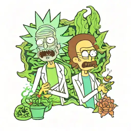 rick and morty smoking weed tattoo design idea