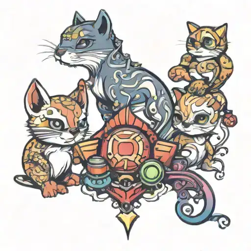 something for 3 kids toy theme tattoo design idea