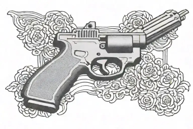 Embroidered Glock 21 gen 3 it says "HAZEN" and there are hands around it tattoo design idea