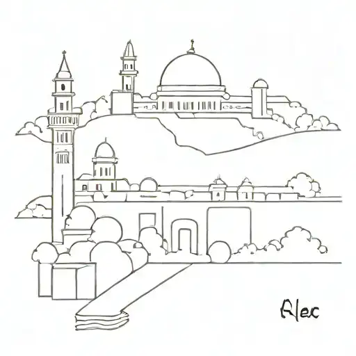 jerusalem with eye  one liner simple tattoo  tattoo design idea