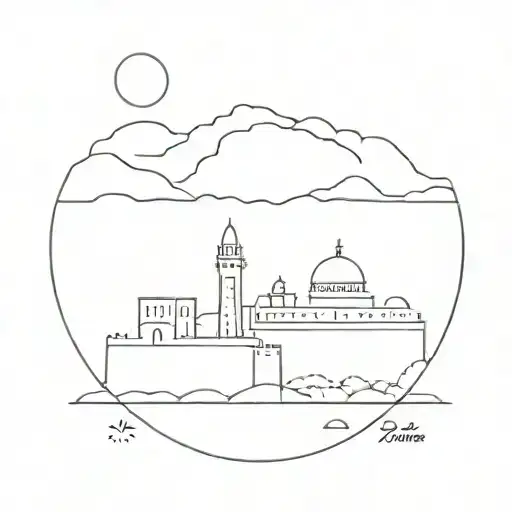 jerusalem one liner simple tattoo tattoo design idea