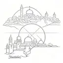 jerusalem with eye  one liner simple tattoo  tattoo design idea