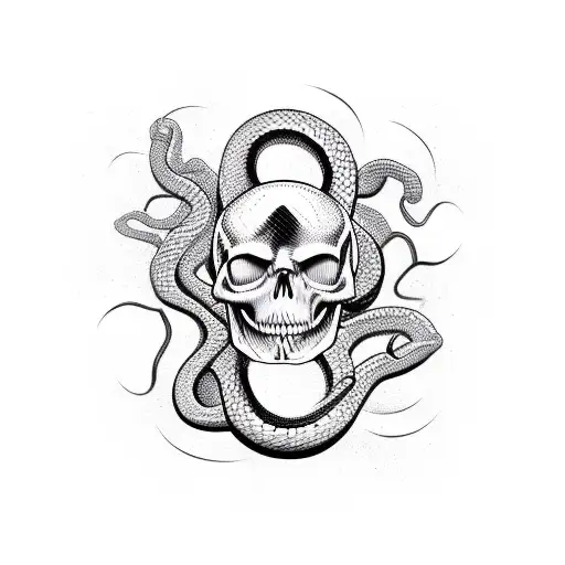 Snake with skull tattoo design idea