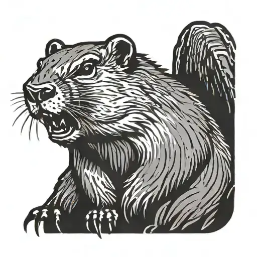 Sillouete of an angry muscular groundhog  tattoo design idea