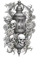 bloodborne lantern with skulls tattoo design idea