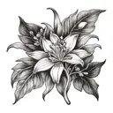 snowdrop flower, chrysanthemum flower, cosmos flower, and larkspur flower tattoo design idea