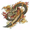 A trap metal inspired sleeve featuring Japanese demons and dragons tattoo design idea