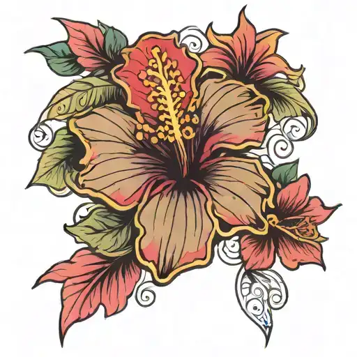 hibiscus flower accented tattoo design idea