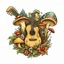 guitar mushroom forest scene tattoo tattoo design idea