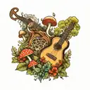 guitar mushroom forest scene tattoo tattoo design idea