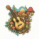 guitar mushroom forest scene tattoo tattoo design idea