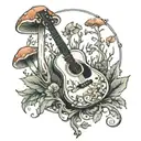 guitar forest mushroom tattoo design idea