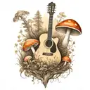 guitar mushroom forest scene tattoo tattoo design idea