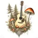 guitar mushroom forest scene tattoo tattoo design idea