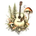 guitar mushroom forest scene tattoo tattoo design idea