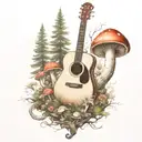 guitar mushroom forest scene tattoo tattoo design idea