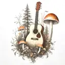 guitar mushroom forest scene tattoo tattoo design idea