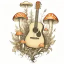 guitar mushroom forest scene tattoo tattoo design idea