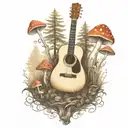 guitar mushroom forest scene tattoo tattoo design idea