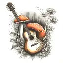 guitar forest mushroom tattoo design idea