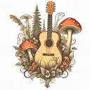 guitar mushroom forest scene tattoo tattoo design idea