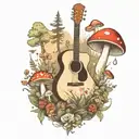 guitar mushroom forest scene tattoo tattoo design idea