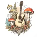 guitar mushroom forest scene tattoo tattoo design idea