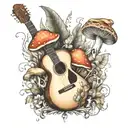 guitar forest mushroom tattoo design idea
