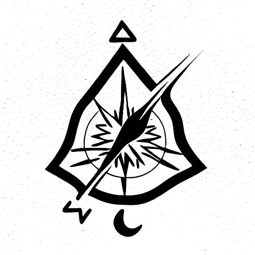 Tree, guitar strings, compass tattoo design idea